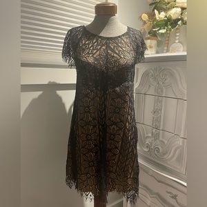 Black lace open back dress size large